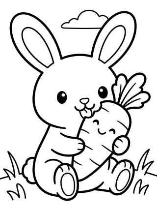 Conejito Comiendo una Zanahoria para colorir Desenho de Conejito Comiendo una Zanahoria para colorir e imprimir grátis