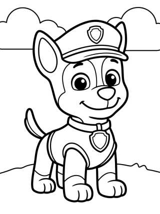 Chase el Perro Policía Kawaii para Colorear para colorir Desenho de Chase el Perro Policía Kawaii para Colorear para colorir e imprimir grátis