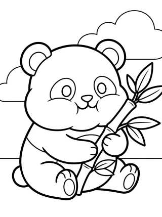 Panda Tierno Comiendo Bambú para colorir Desenho de Panda Tierno Comiendo Bambú para colorir e imprimir grátis