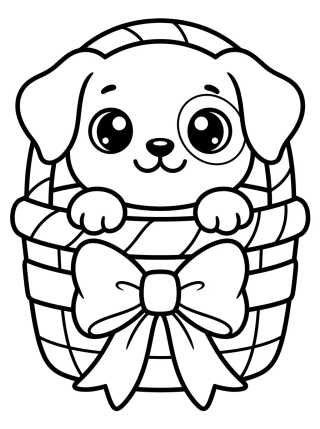 Cachorrito en la Cesta para colorir Desenho de Cachorrito en la Cesta para colorir e imprimir grátis