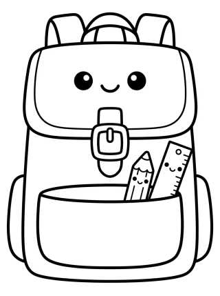 Mochila Escolar Linda y Sonriente para colorir Desenho de Mochila Escolar Linda y Sonriente para colorir e imprimir grátis