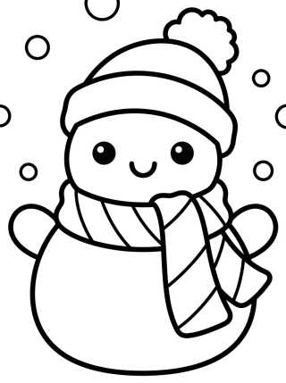 Muñeco de Nieve Tierno con Bufanda para colorir Desenho de Muñeco de Nieve Tierno con Bufanda para colorir e imprimir grátis