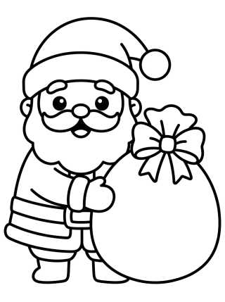Papá Noel Kawaii con Saco de Regalos para colorir Desenho de Papá Noel Kawaii con Saco de Regalos para colorir e imprimir grátis