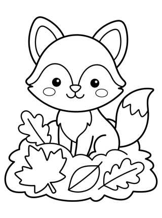 Zorrito Lindo en las Hojas de Otoño para colorir Desenho de Zorrito Lindo en las Hojas de Otoño para colorir e imprimir grátis