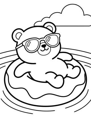 Osito Tierno con Flotador de Dona para colorir Desenho de Osito Tierno con Flotador de Dona para colorir e imprimir grátis