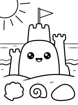 Castillo de Arena Kawaii para colorir Desenho de Castillo de Arena Kawaii para colorir e imprimir grátis
