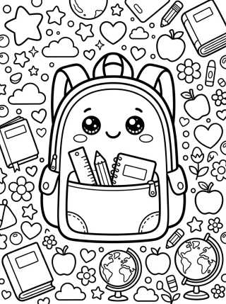Mochila Escolar Sonriente para colorir Desenho de Mochila Escolar Sonriente para colorir e imprimir grátis