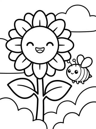 Girasol Sonriente en el Jardín para colorir Desenho de Girasol Sonriente en el Jardín para colorir e imprimir grátis