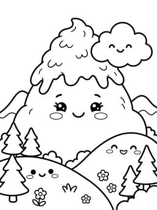 Montaña Sonriente con Nieve para colorir Desenho de Montaña Sonriente con Nieve para colorir e imprimir grátis