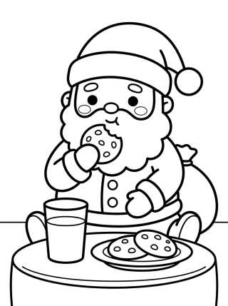 Papá Noel Comiendo Galletas y Leche para colorir Desenho de Papá Noel Comiendo Galletas y Leche para colorir e imprimir grátis