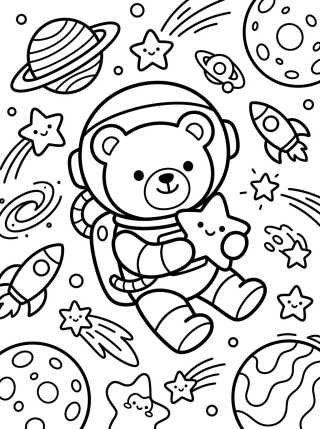 Osito Astronauta en las Estrellas para colorir Desenho de Osito Astronauta en las Estrellas para colorir e imprimir grátis
