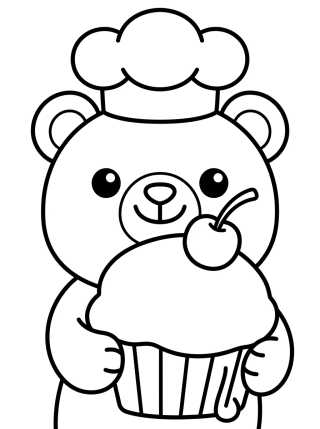 Osito Pastelero Kawaii para colorir Desenho de Osito Pastelero Kawaii para colorir e imprimir grátis