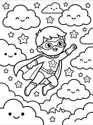 Niño Superhéroe Volando para colorir Desenho de Niño Superhéroe Volando para colorir e imprimir grátis