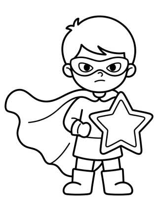 Pequeño Superhéroe con Capa para colorir Desenho de Pequeño Superhéroe con Capa para colorir e imprimir grátis