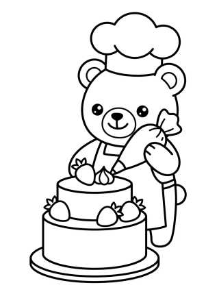 Bobbie Pastelero Haciendo un Pastel para colorir Desenho de Bobbie Pastelero Haciendo un Pastel para colorir e imprimir grátis