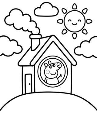 Casa de Peppa en la Colina para colorir Desenho de Casa de Peppa en la Colina para colorir e imprimir grátis