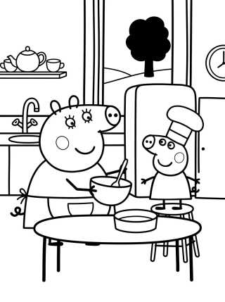 Cocina de la Casa de Peppa para colorir Desenho de Cocina de la Casa de Peppa para colorir e imprimir grátis