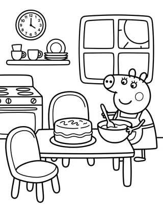 Cocina de la Casa de Peppa Pig para colorir Desenho de Cocina de la Casa de Peppa Pig para colorir e imprimir grátis