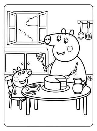 Cocina de la Familia Pig para colorir Desenho de Cocina de la Familia Pig para colorir e imprimir grátis