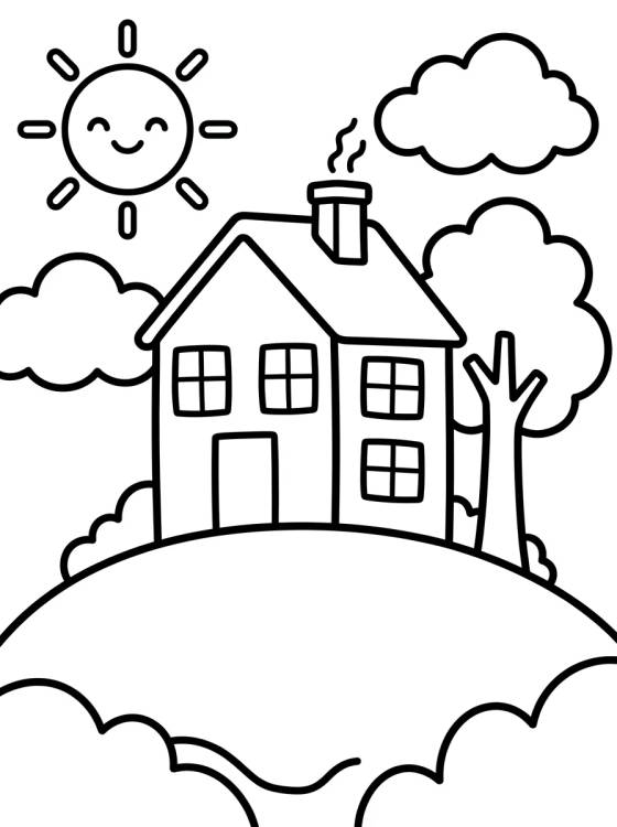 Fachada de la Casa de Peppa en la Colina para colorir Desenho de Fachada de la Casa de Peppa en la Colina para colorir e imprimir grátis