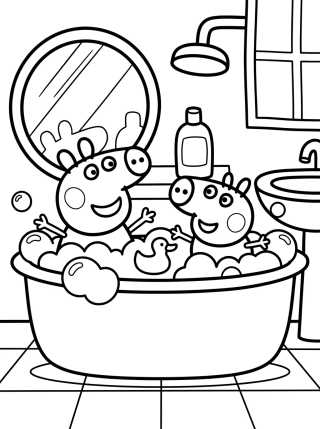 Hora del Baño en la Casa de Peppa para colorir Desenho de Hora del Baño en la Casa de Peppa para colorir e imprimir grátis