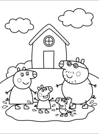Jardín de la Casa de Peppa con Charcos de Lodo para colorir Desenho de Jardín de la Casa de Peppa con Charcos de Lodo para colorir e imprimir grátis