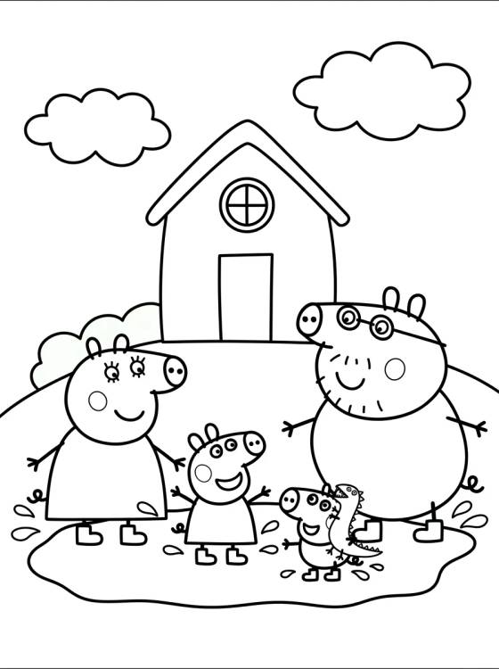 Jardín de la Casa de Peppa con Charcos de Lodo para colorir Desenho de Jardín de la Casa de Peppa con Charcos de Lodo para colorir e imprimir grátis