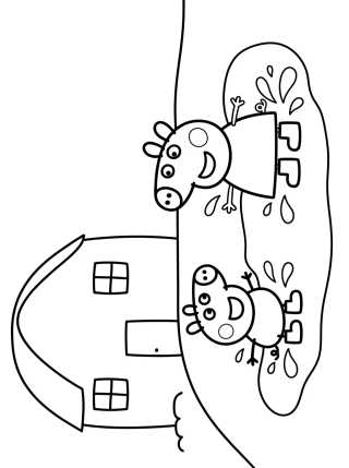 Jardín de la Casa de Peppa con Charcos de Lodo para colorir Desenho de Jardín de la Casa de Peppa con Charcos de Lodo para colorir e imprimir grátis