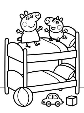 Habitación de Peppa y George para colorir Desenho de Habitación de Peppa y George para colorir e imprimir grátis