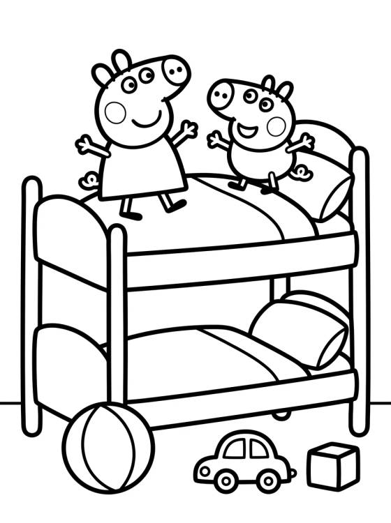 Habitación de Peppa y George para colorir Desenho de Habitación de Peppa y George para colorir e imprimir grátis