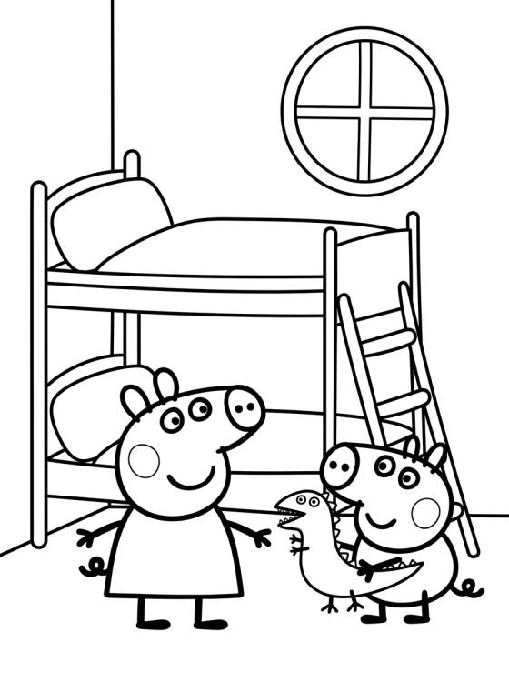 Cuarto de Peppa y George para colorir Desenho de Cuarto de Peppa y George para colorir e imprimir grátis