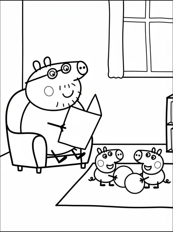 Sala de la Casa de Peppa Pig para colorir Desenho de Sala de la Casa de Peppa Pig para colorir e imprimir grátis