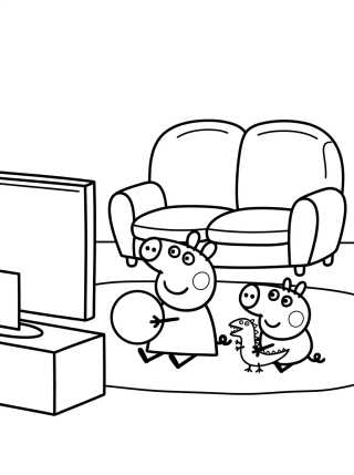 Sala de la Casa de Peppa para colorir Desenho de Sala de la Casa de Peppa para colorir e imprimir grátis