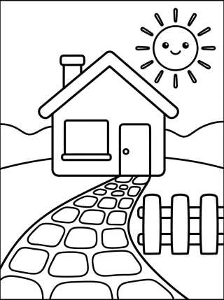 Casita de Campo con Cerca de Madera para colorir Desenho de Casita de Campo con Cerca de Madera para colorir e imprimir grátis