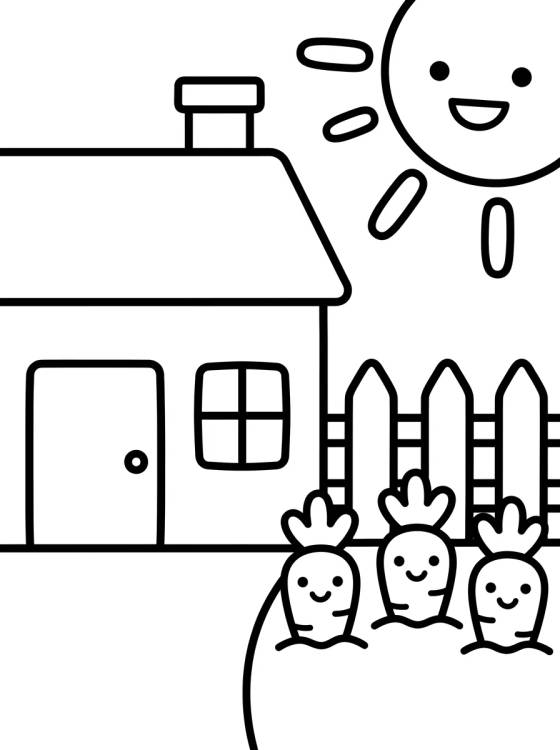 Casita de Campo con Cerca y Huerto para colorir Desenho de Casita de Campo con Cerca y Huerto para colorir e imprimir grátis