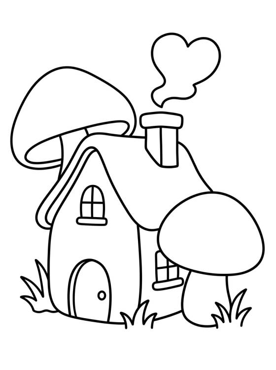 Casita de Campo con Chimenea y Honguitos para colorir Desenho de Casita de Campo con Chimenea y Honguitos para colorir e imprimir grátis