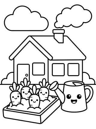 Casa de Campo con Huerta Acogedora para colorir Desenho de Casa de Campo con Huerta Acogedora para colorir e imprimir grátis