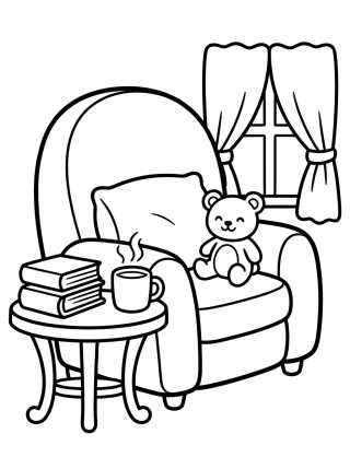 Rincón de Lectura en el Sillón para colorir Desenho de Rincón de Lectura en el Sillón para colorir e imprimir grátis