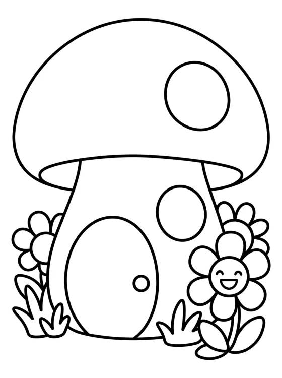 Casita de Hongo en el Jardín para colorir Desenho de Casita de Hongo en el Jardín para colorir e imprimir grátis