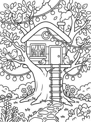 Casita en el Árbol Tierna para colorir Desenho de Casita en el Árbol Tierna para colorir e imprimir grátis