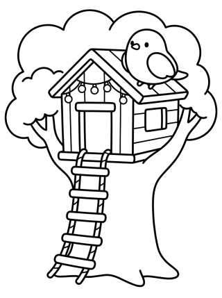 Casita del Árbol Tierna para colorir Desenho de Casita del Árbol Tierna para colorir e imprimir grátis