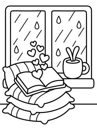 Lectura junto a la Ventana para colorir Desenho de Lectura junto a la Ventana para colorir e imprimir grátis