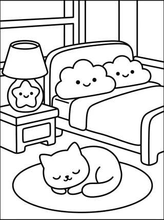 Habitación Acogedora Kawaii para colorir Desenho de Habitación Acogedora Kawaii para colorir e imprimir grátis