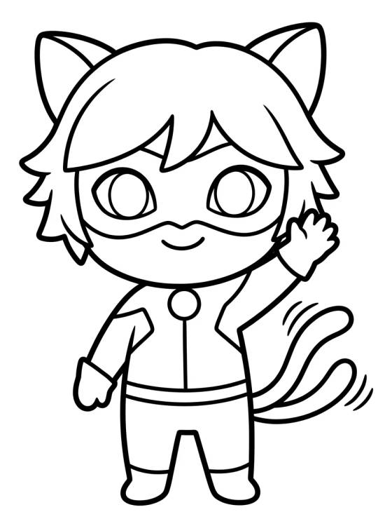 Cat Noir Saludando Tierno para colorir Desenho de Cat Noir Saludando Tierno para colorir e imprimir grátis