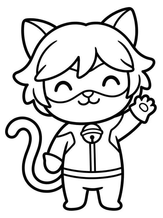 Cat Noir Chibi Sonriendo para colorir Desenho de Cat Noir Chibi Sonriendo para colorir e imprimir grátis
