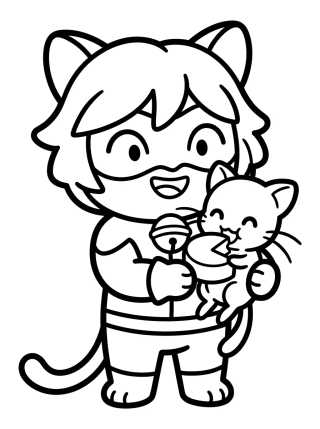 Cat Noir con Plagg para colorir Desenho de Cat Noir con Plagg para colorir e imprimir grátis