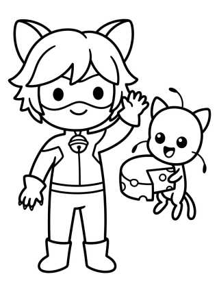 Cat Noir con Plagg para colorir Desenho de Cat Noir con Plagg para colorir e imprimir grátis