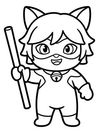 Cat Noir con su Bastón para colorir Desenho de Cat Noir con su Bastón para colorir e imprimir grátis