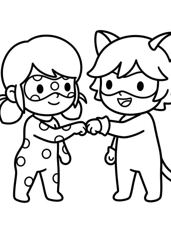 Cat Noir y Ladybug Juntos para colorir Desenho de Cat Noir y Ladybug Juntos para colorir e imprimir grátis