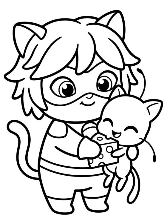 Cat Noir y Plagg Tiernos para colorir Desenho de Cat Noir y Plagg Tiernos para colorir e imprimir grátis